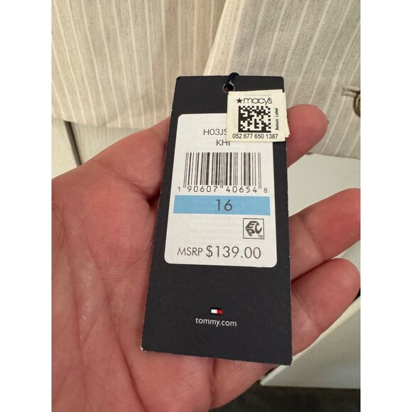 NEW! Tommy Hilfiger Womens Blazer, Suit Jacket, Light Tan White Stripes, Size 16 - Picture 3 of 14